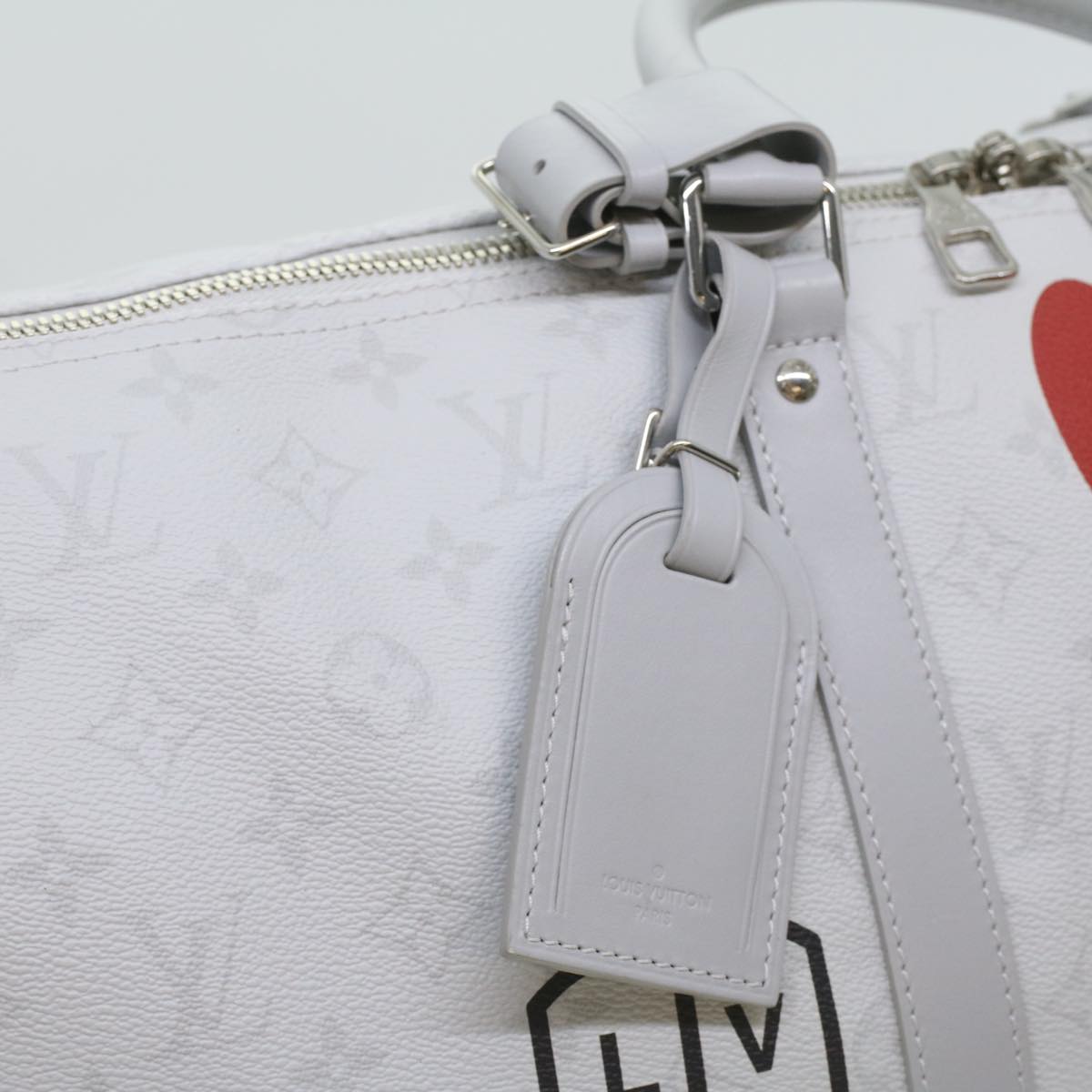 LOUIS VUITTON Monogram Keepall Bandouliere 50 Boston Bag White M44643 LV 37882S
