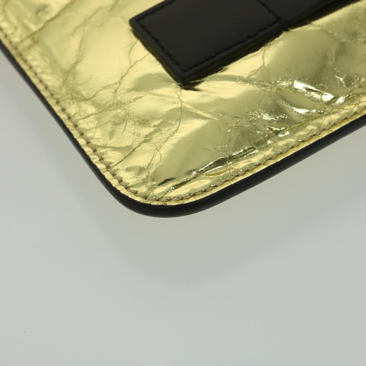 CHANEL Clutch Bag Metallic Leather Gold A82164 CC Auth 38172SAV