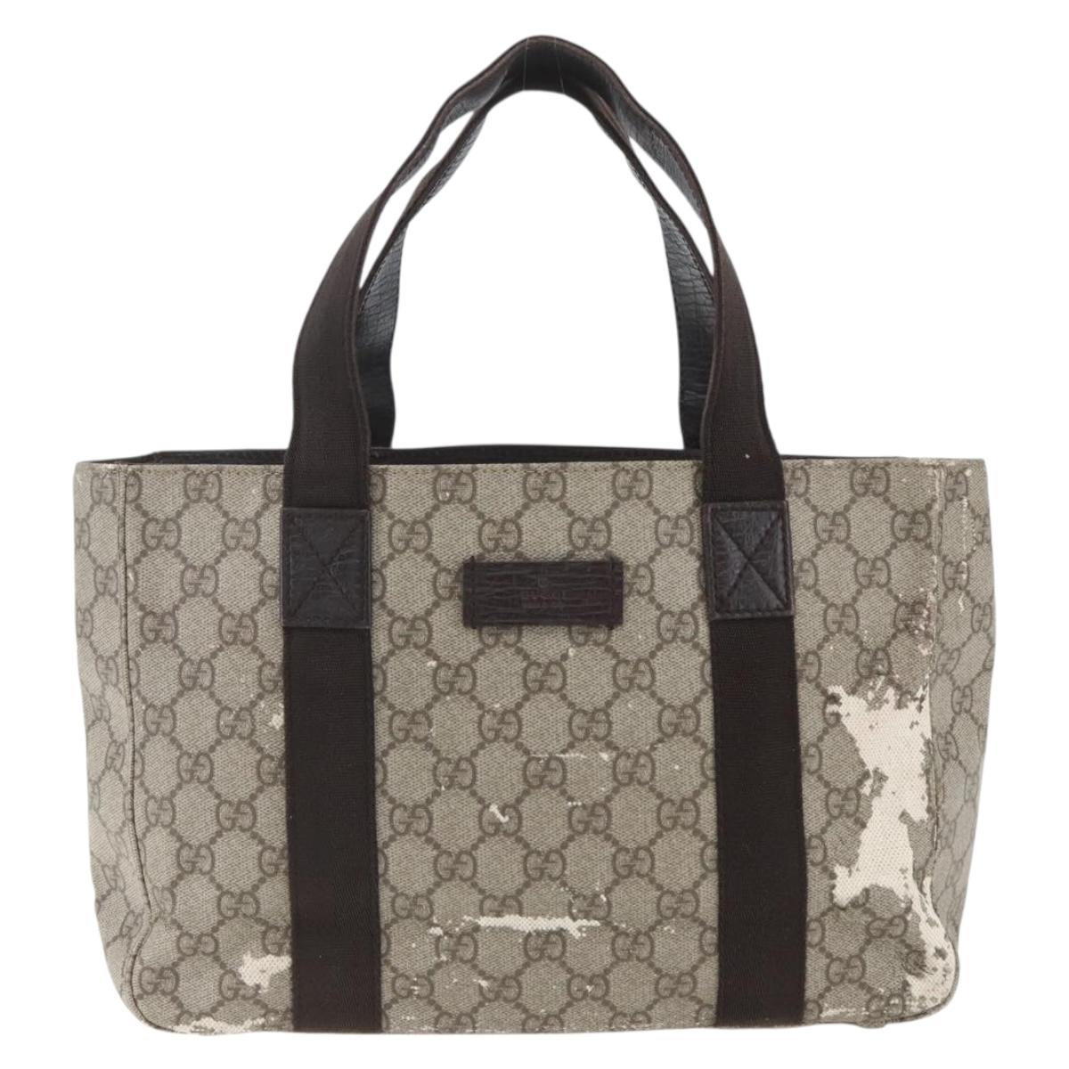 GUCCI GG Supreme Hand Bag PVC Leather Beige 141976 Auth 38817