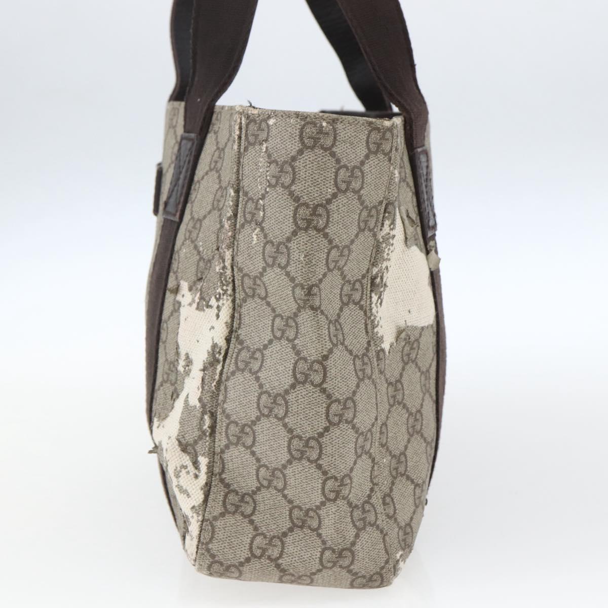 GUCCI GG Supreme Hand Bag PVC Leather Beige 141976 Auth 38817