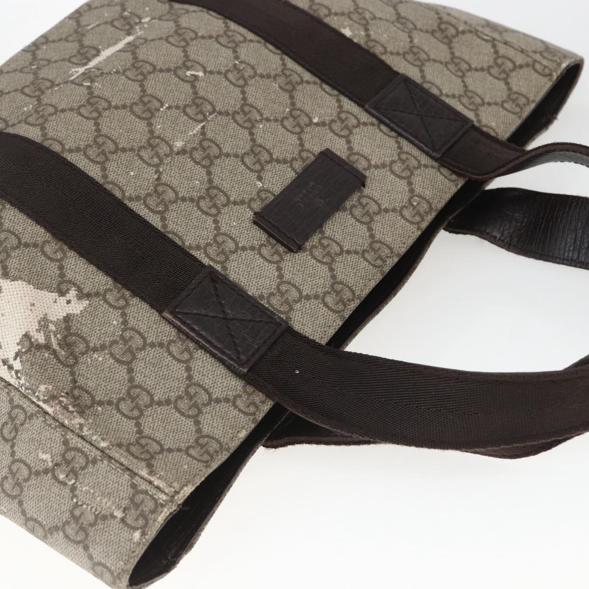 GUCCI GG Supreme Hand Bag PVC Leather Beige 141976 Auth 38817