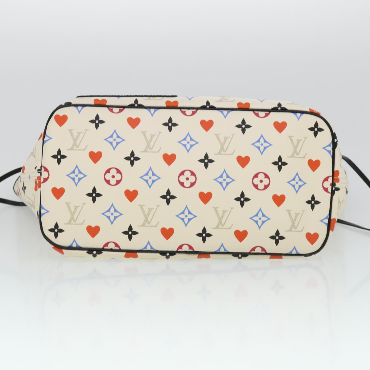 LOUIS VUITTON Monogram Game Neverfull MM Tote Bag White M57462 LV Auth 38983S