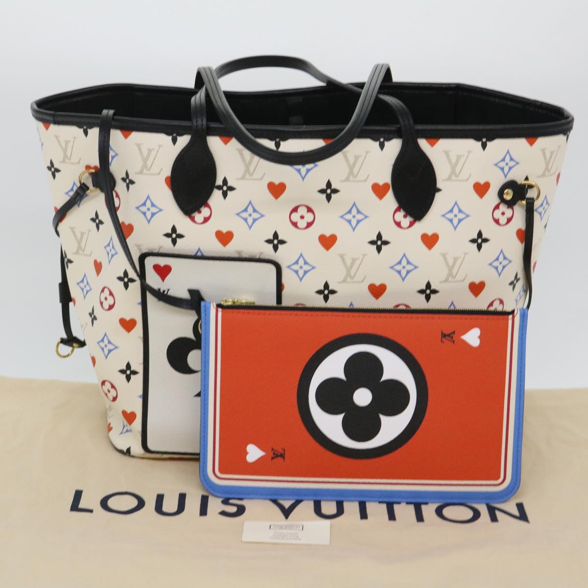 LOUIS VUITTON Monogram Game Neverfull MM Tote Bag White M57462 LV Auth 38983S