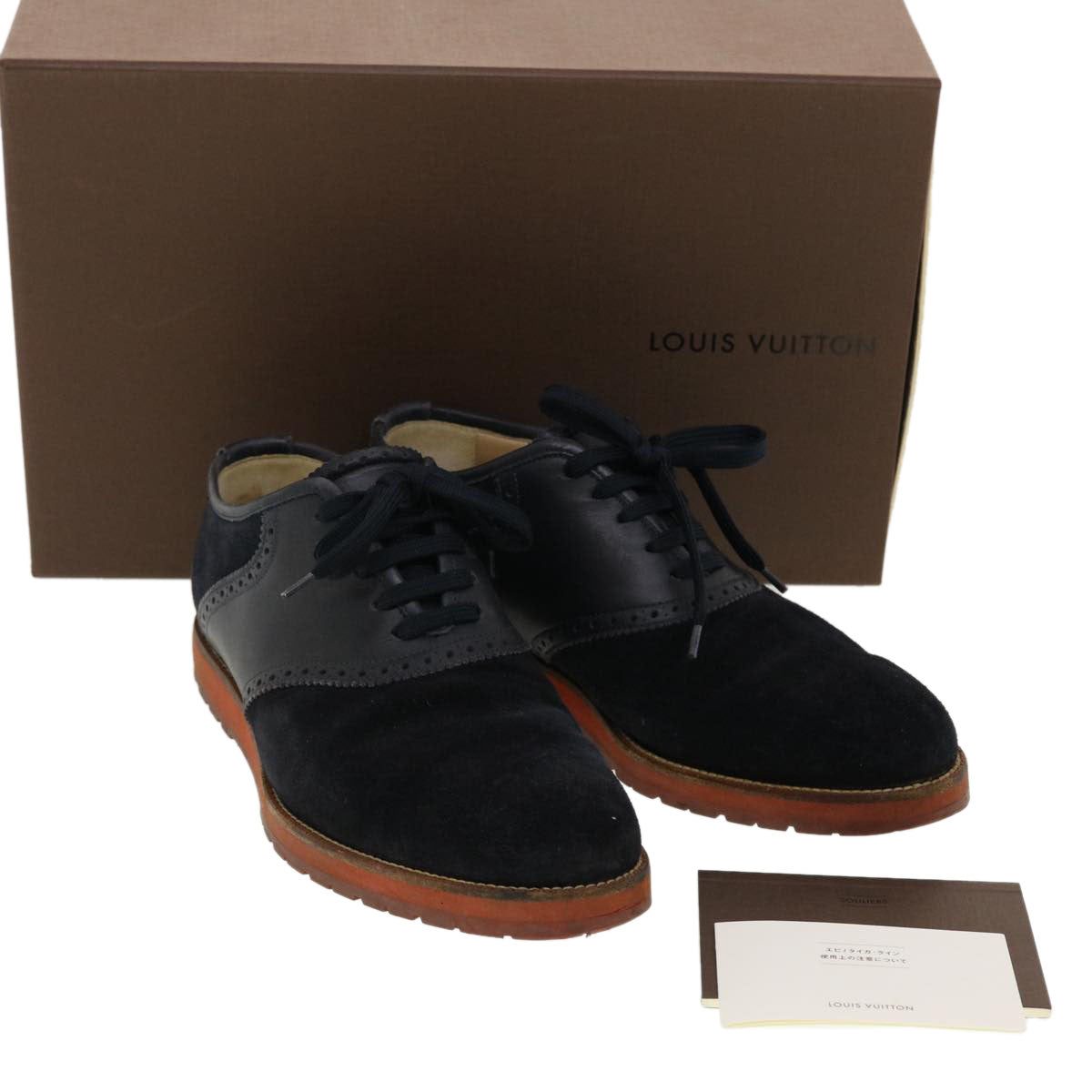 LOUIS VUITTON Shoes Suede Leather 6M Black LV Auth 39347