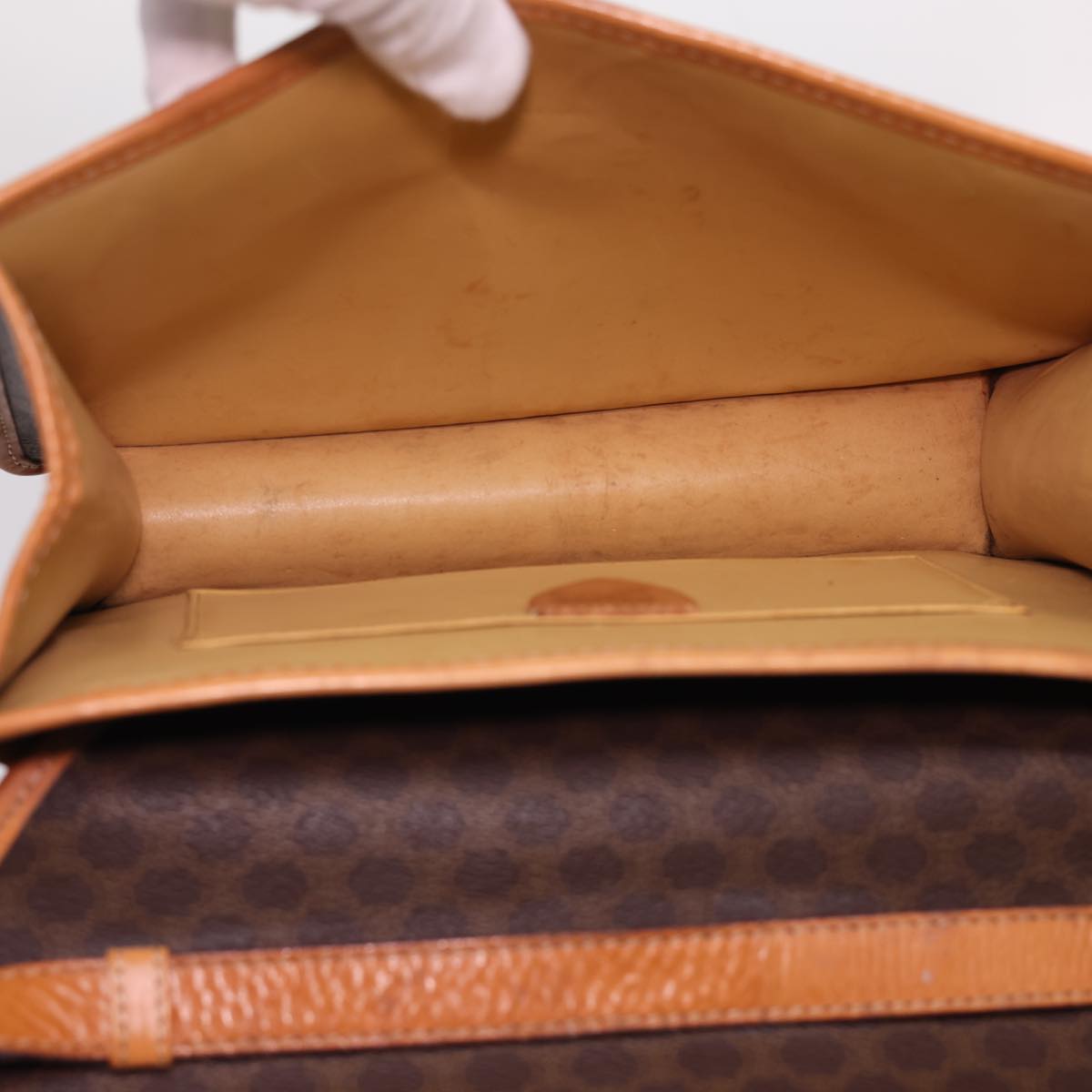 CELINE Macadam Canvas Shoulder Bag PVC Leather Brown Auth 40101