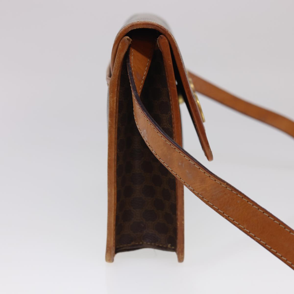 CELINE Macadam Canvas Shoulder Bag PVC Leather Brown Auth 40101