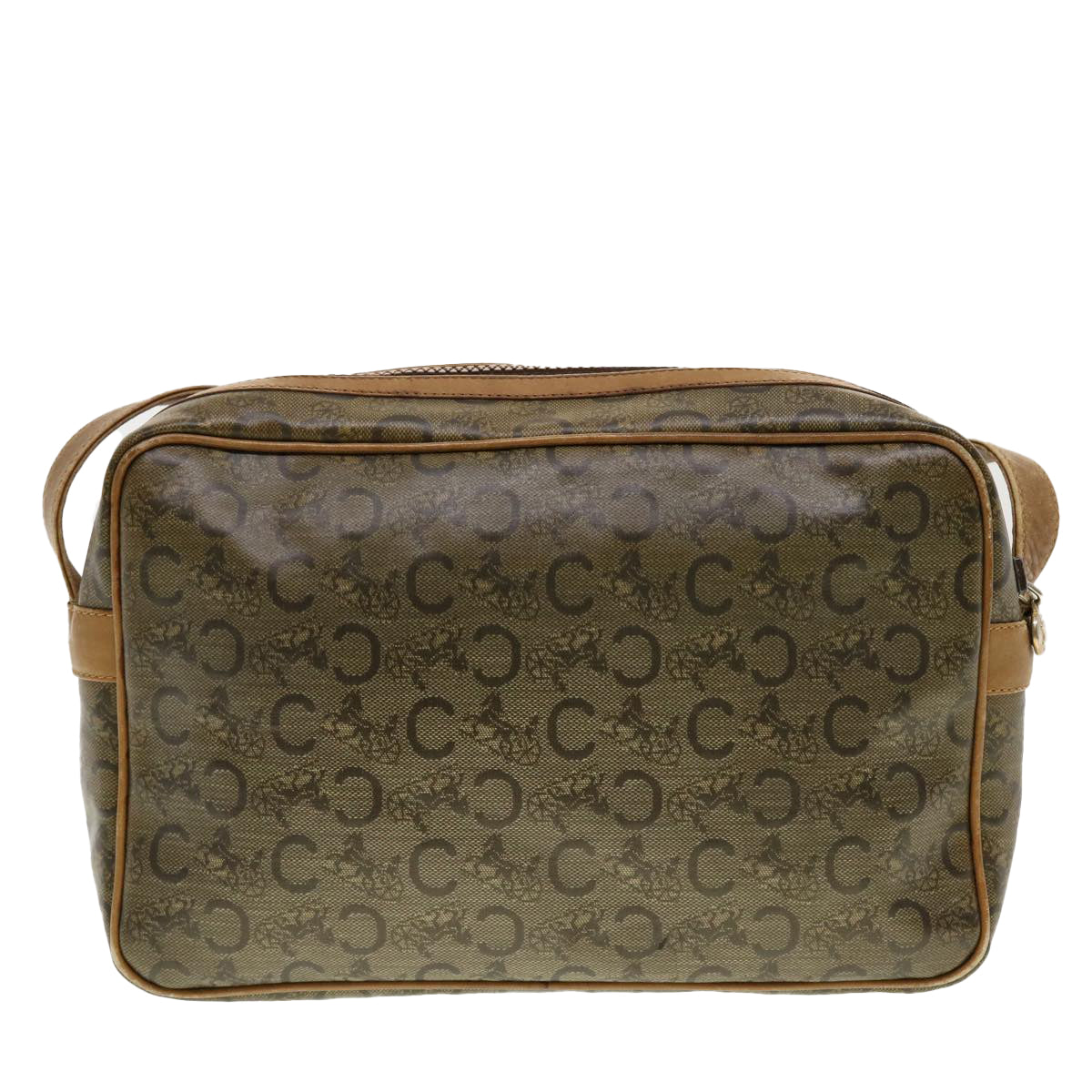 CELINE C Macadam Canvas Shoulder Bag Beige Auth 41264