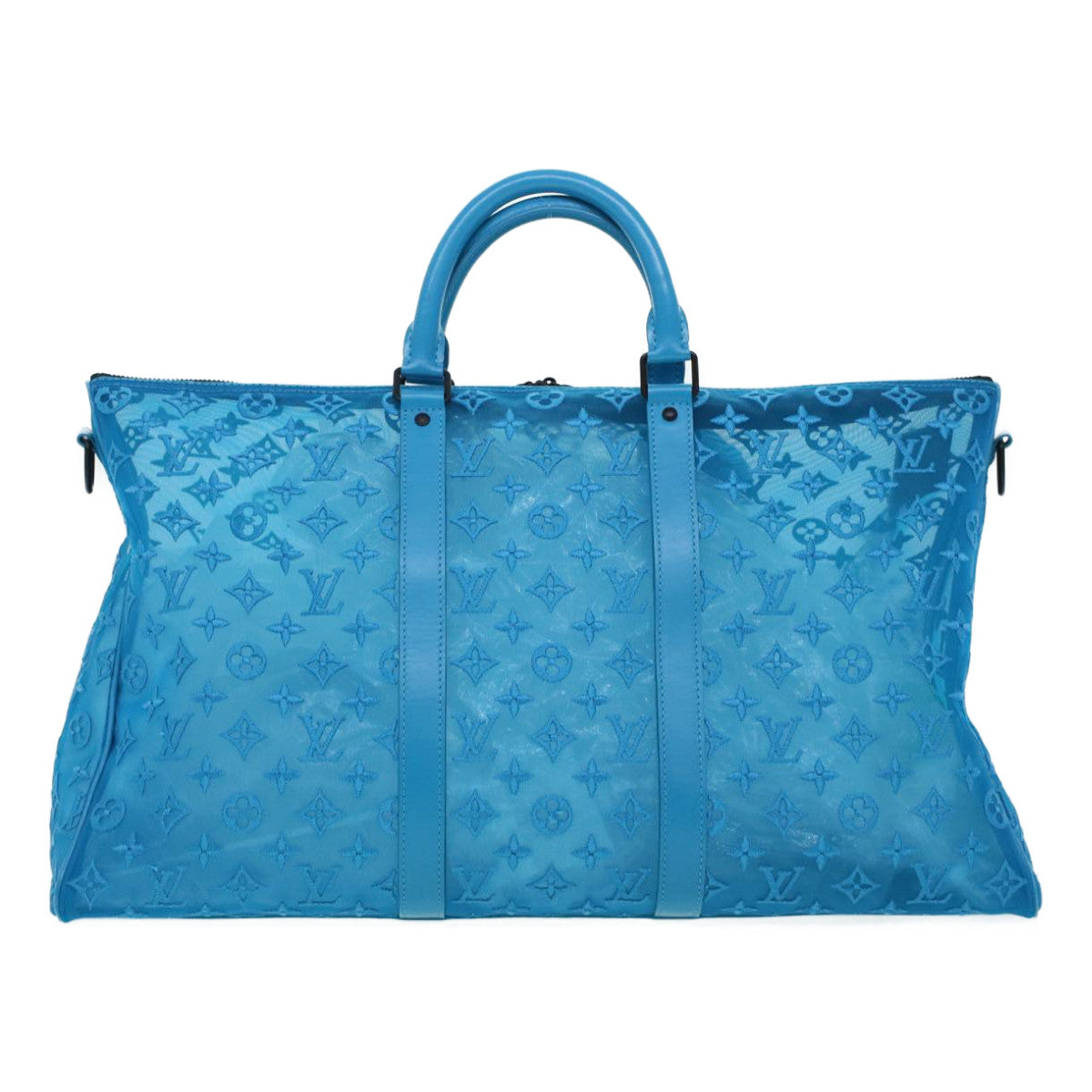 LOUIS VUITTON Mesh Keepall Triangle 50 Boston Bag Turquoise Blue M45048 42050S