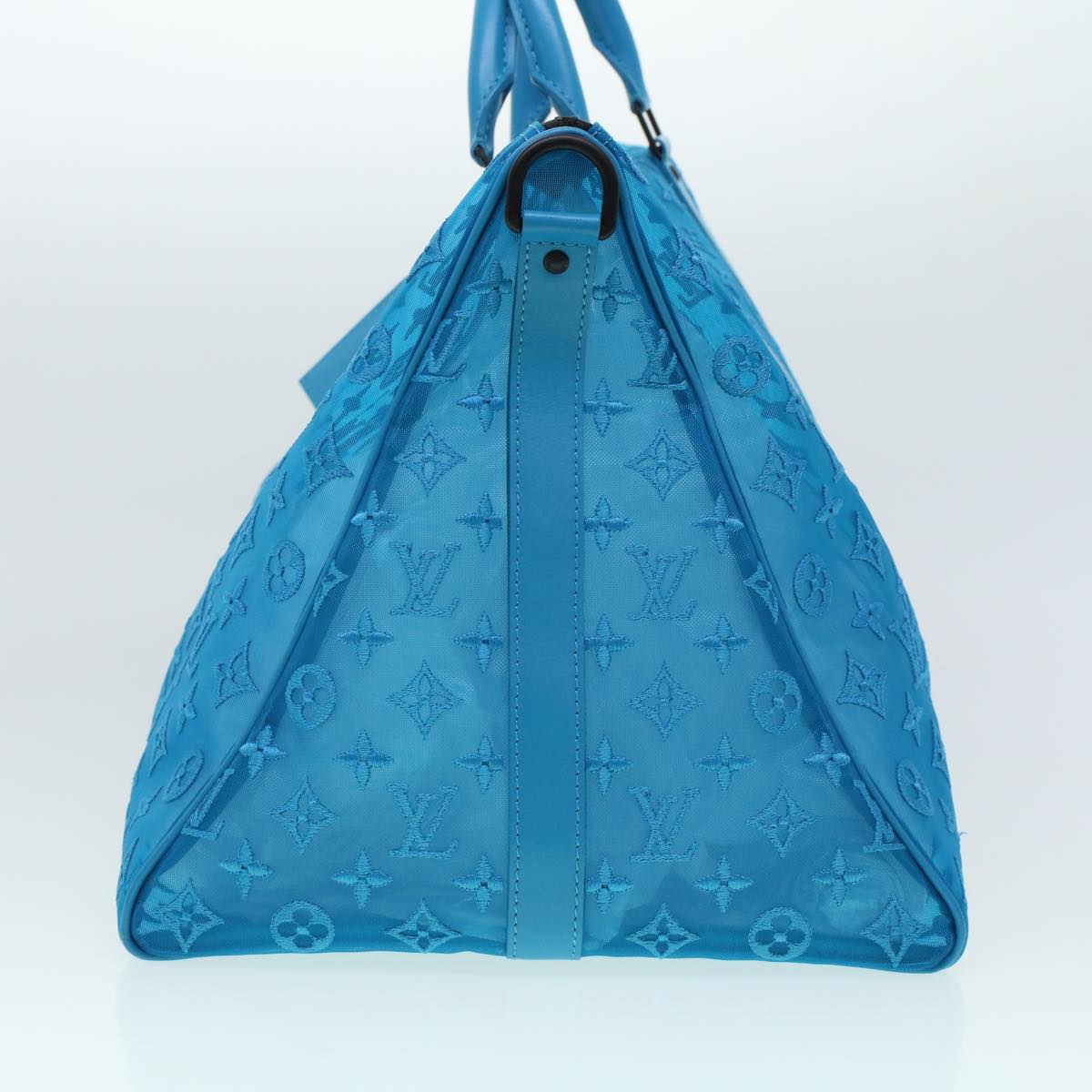 LOUIS VUITTON Mesh Keepall Triangle 50 Boston Bag Turquoise Blue M45048 42050S