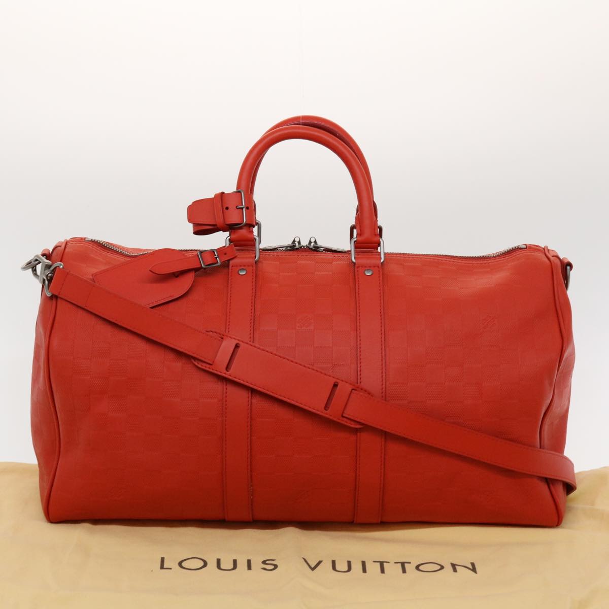 LOUIS VUITTON Damier Infini Keepall Bandouliere 45 Fusion N41142 Auth 43817SAM