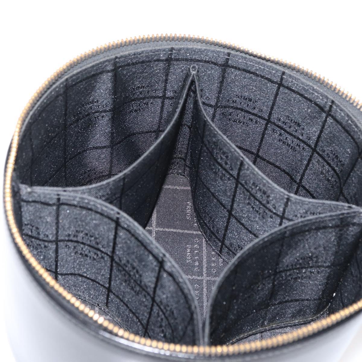 CELINE Vanity Cosmetic Pouch Leather Black Gold Auth 43930