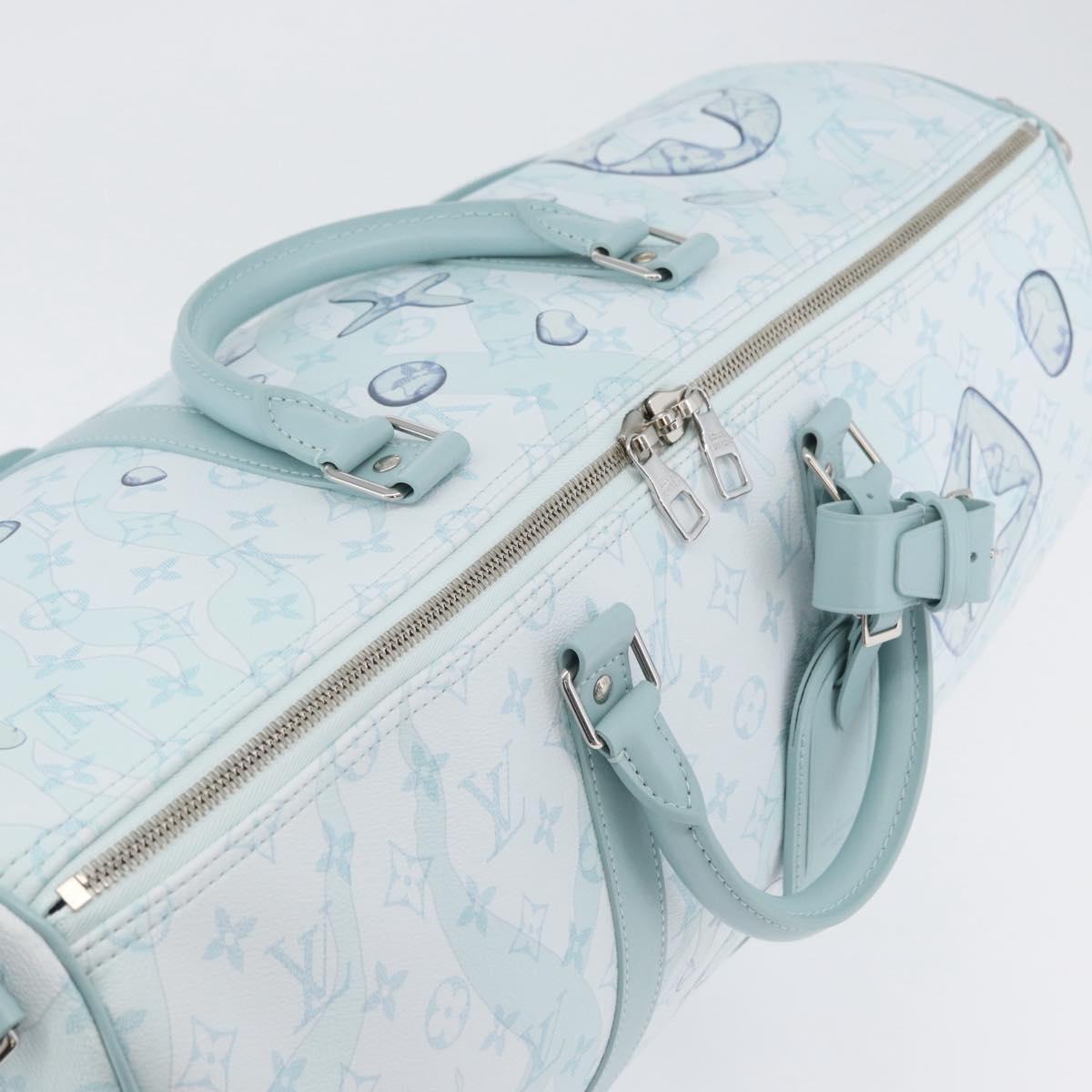 LOUIS VUITTON Monogram Aqua Garden Keepall Bandouliere 50 M22570 LV Auth 44063SM