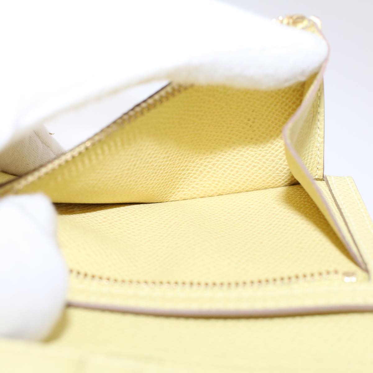 HERMES Bearn Compact Wallet Epsom Yellow Auth 45049SM