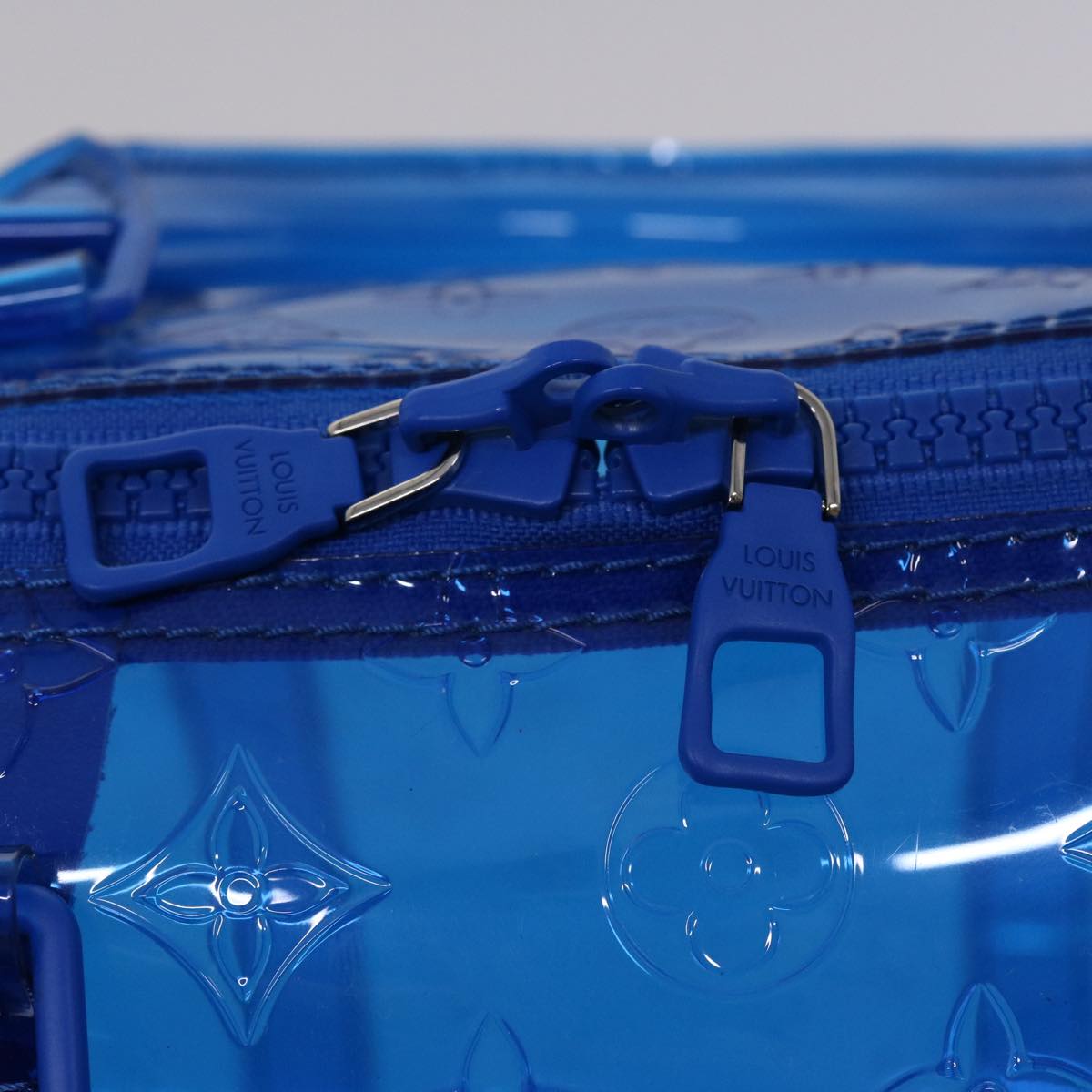 LOUIS VUITTON Monogram Vinyl Keepall Bandouliere 50 Bag Blue M53272 Auth 46351SM