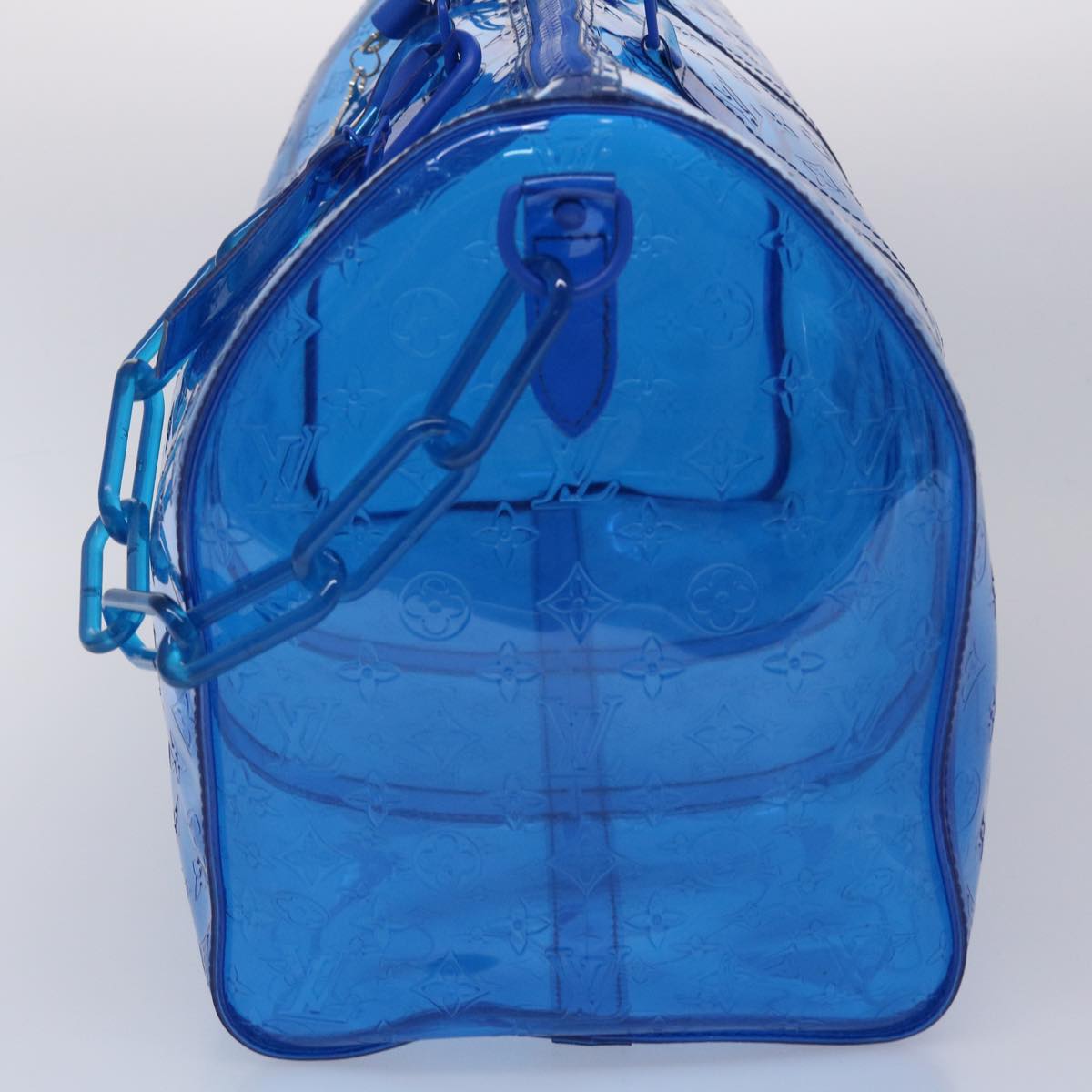 LOUIS VUITTON Monogram Vinyl Keepall Bandouliere 50 Bag Blue M53272 Auth 46351SM