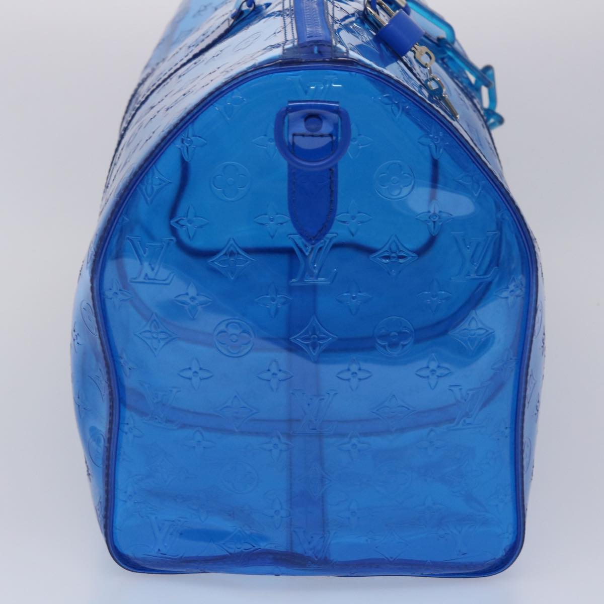 LOUIS VUITTON Monogram Vinyl Keepall Bandouliere 50 Bag Blue M53272 Auth 46351SM