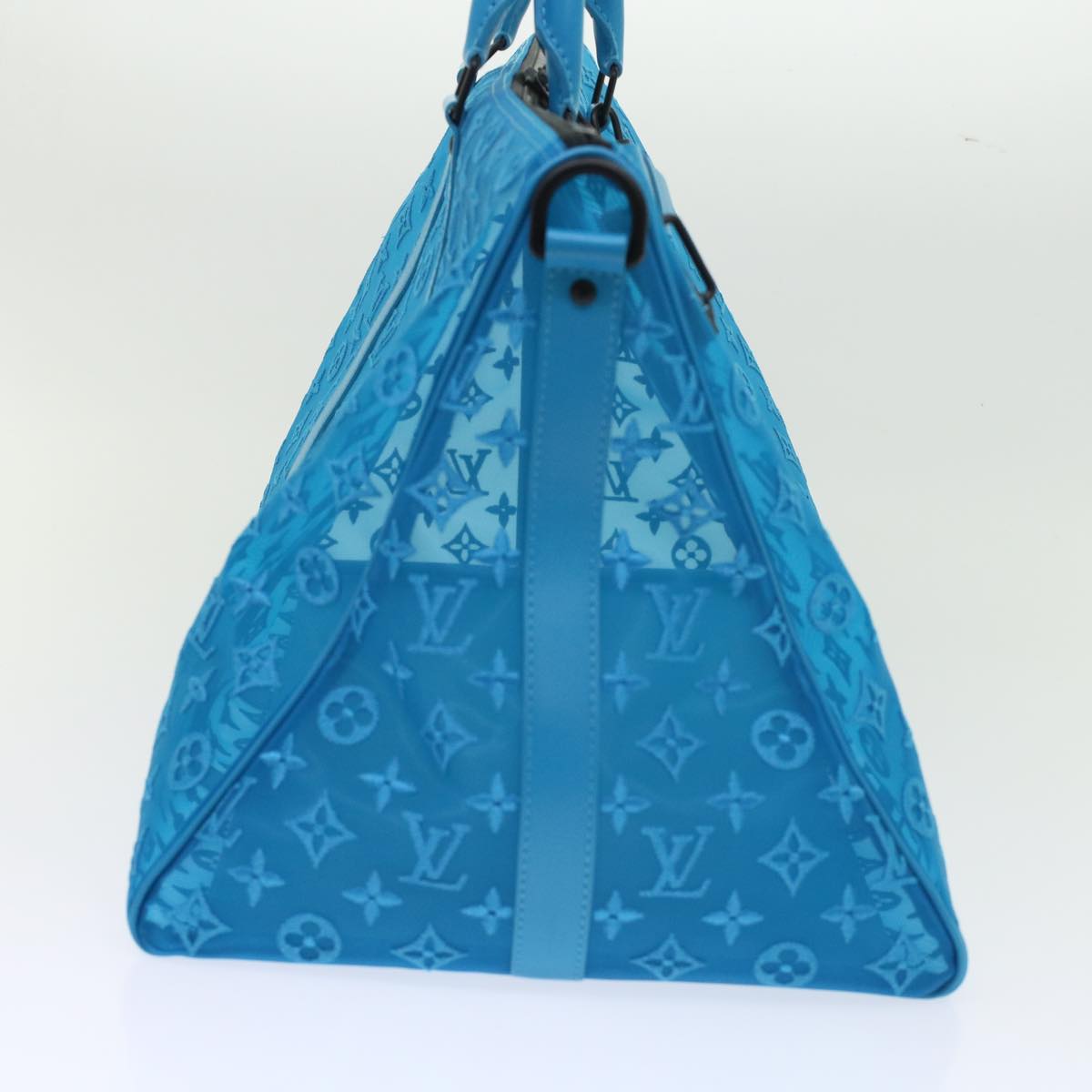 LOUIS VUITTON Monogram Mesh Keepall Triangle 50 Bag Blue M45048 LV Auth 46405SAM