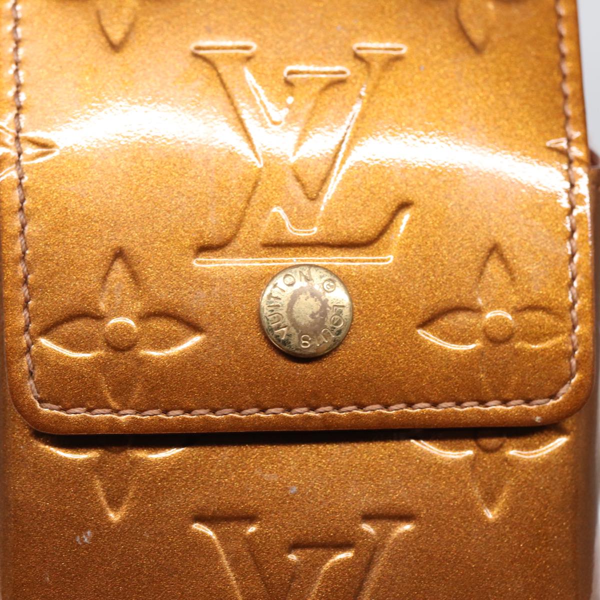 LOUIS VUITTON Monogram Vernis Cigarette Case Bronze M91156 LV Auth 46537