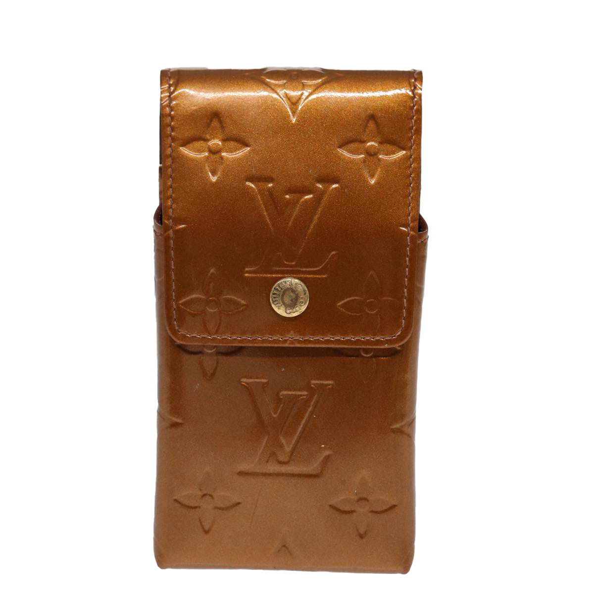 LOUIS VUITTON Monogram Vernis Cigarette Case Bronze M91156 LV Auth 46537