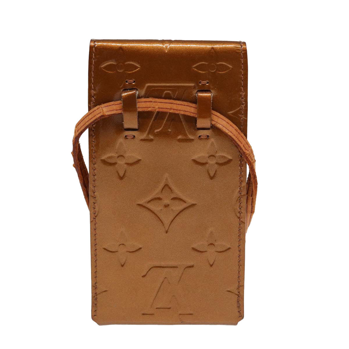 LOUIS VUITTON Monogram Vernis Cigarette Case Bronze M91156 LV Auth 46537