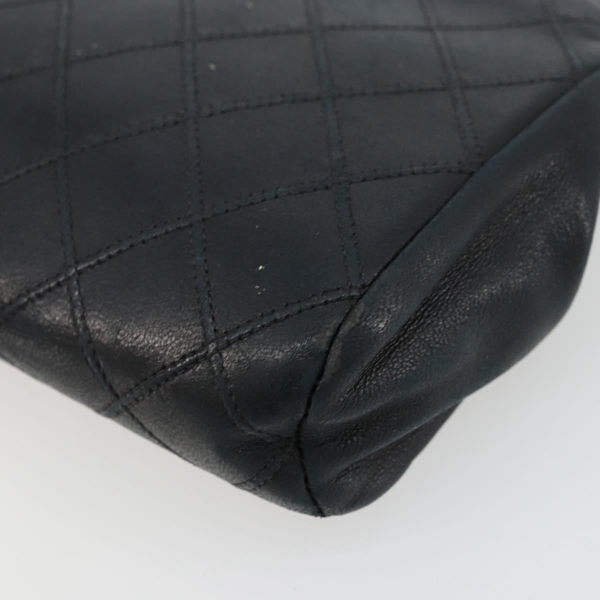 CHANEL Pouch Lamb Skin Black CC Auth 47074