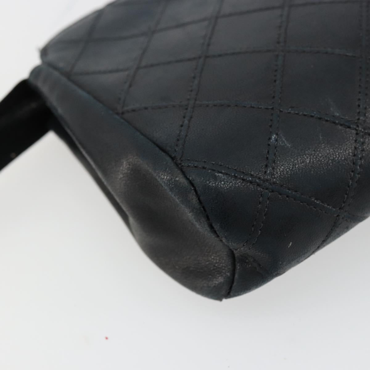 CHANEL Pouch Lamb Skin Black CC Auth 47074