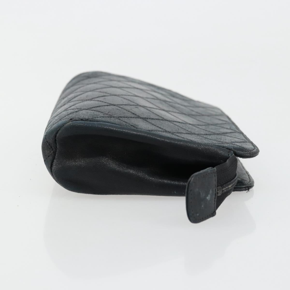 CHANEL Pouch Lamb Skin Black CC Auth 47074