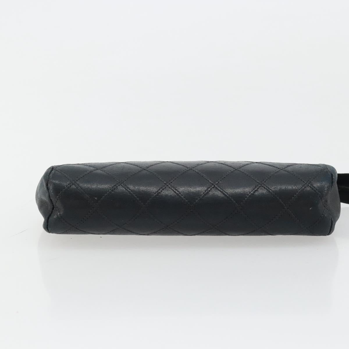 CHANEL Pouch Lamb Skin Black CC Auth 47074