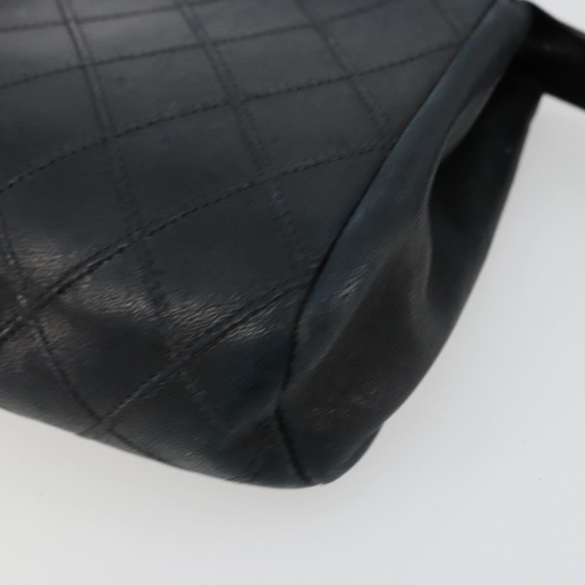 CHANEL Pouch Lamb Skin Black CC Auth 47074