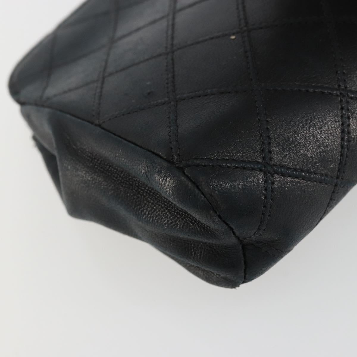 CHANEL Pouch Lamb Skin Black CC Auth 47074