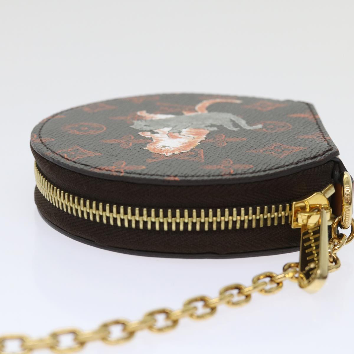 LOUIS VUITTON Catgram Chain Micro Powat Chapeau Coin Purse M63886 LV Auth 47211SM