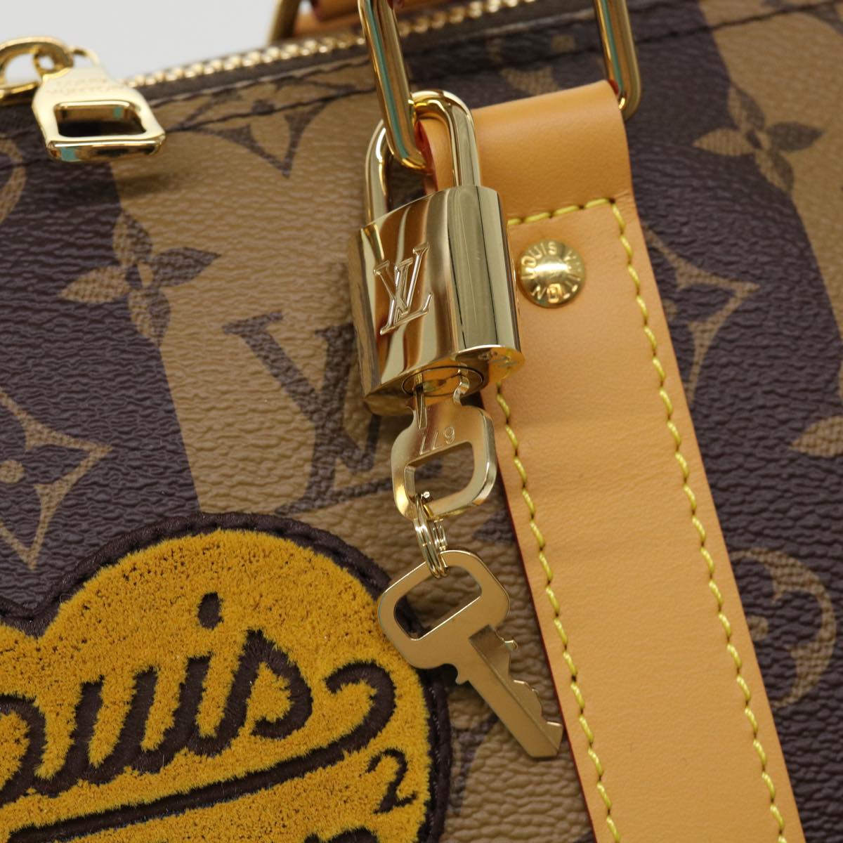 LOUIS VUITTON Monogram Stripe Keepall Bandouliere 50 Bag M45967 LV Auth 47401S