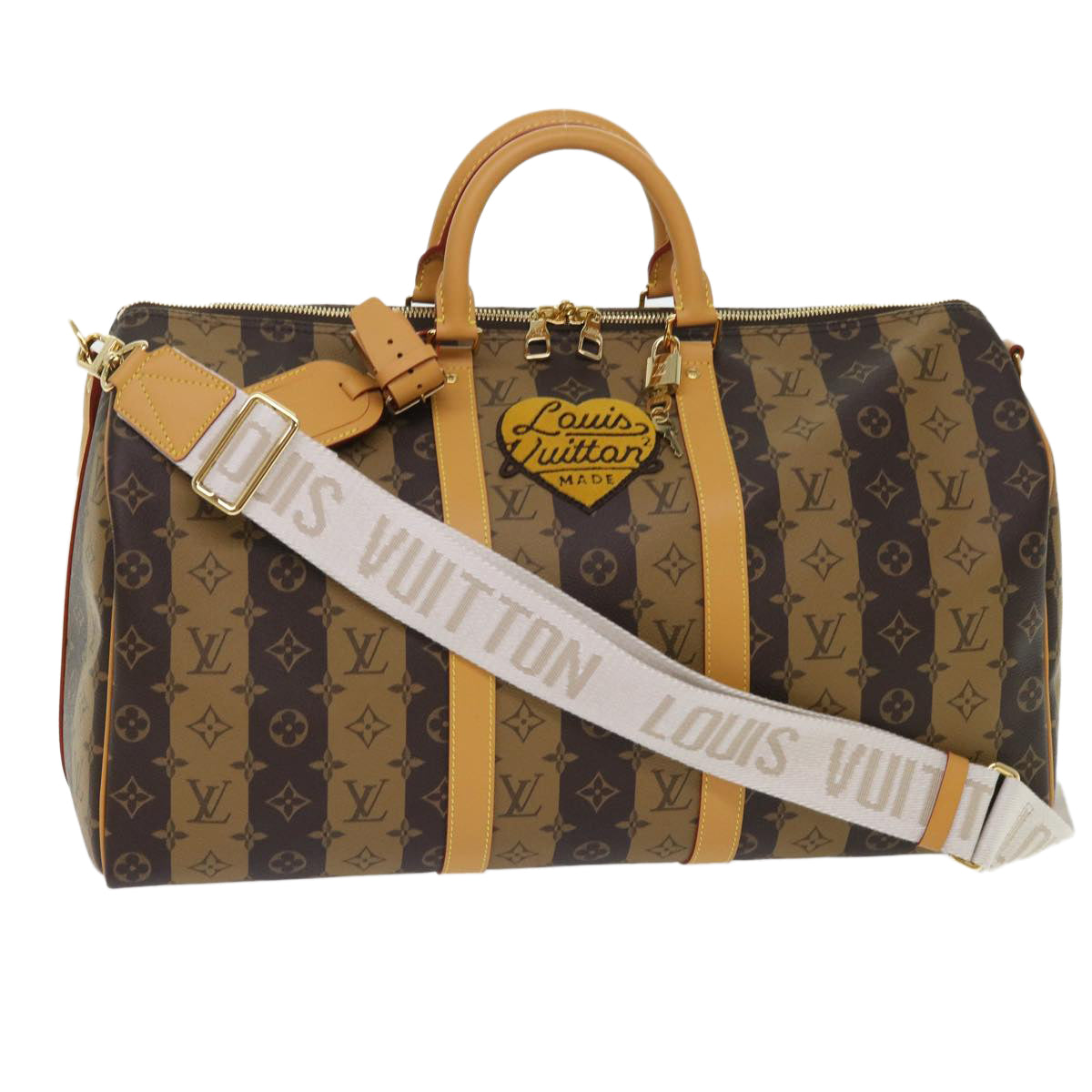 LOUIS VUITTON Monogram Stripe Keepall Bandouliere 50 Bag M45967 LV Auth 47401S