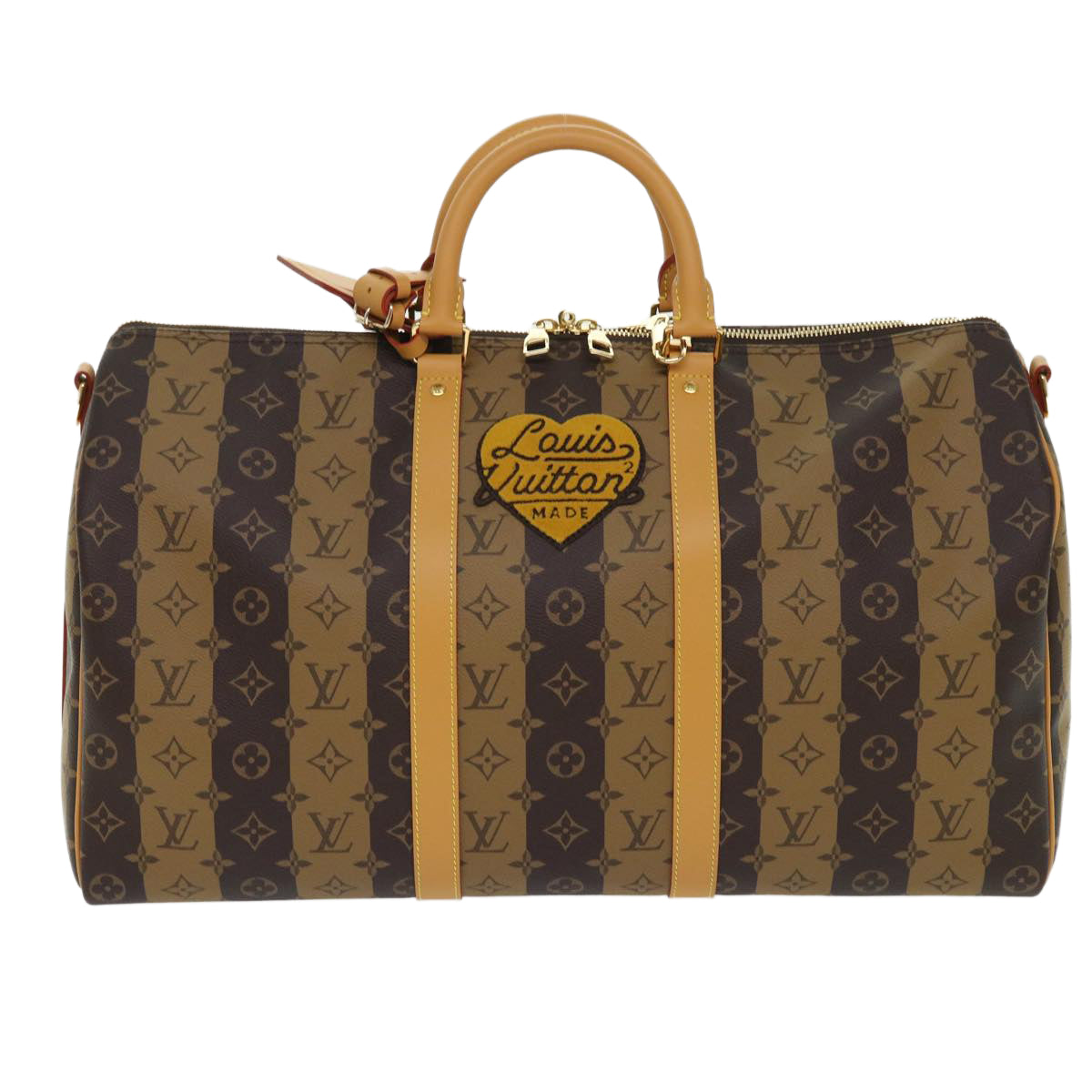LOUIS VUITTON Monogram Stripe Keepall Bandouliere 50 Bag M45967 LV Auth 47401S