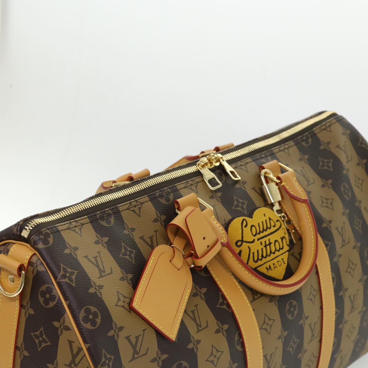 LOUIS VUITTON Monogram Stripe Keepall Bandouliere 50 Bag M45967 LV Auth 47401S