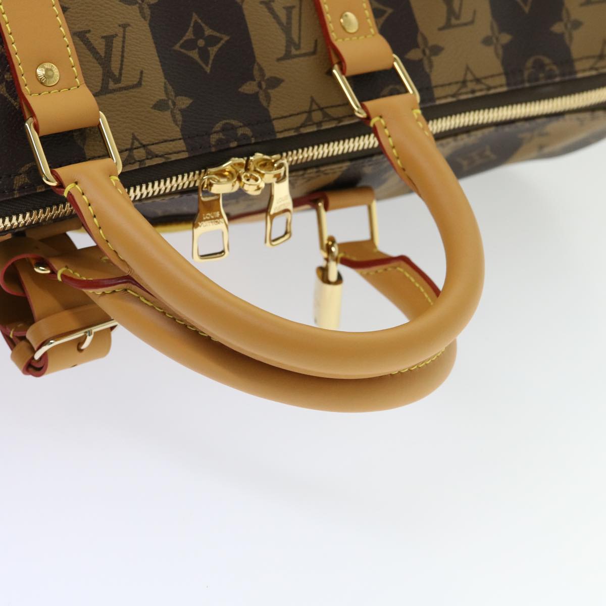 LOUIS VUITTON Monogram Stripe Keepall Bandouliere 50 Bag M45967 LV Auth 47401SM