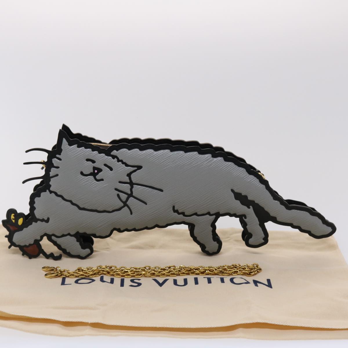 LOUIS VUITTON Catgram Pochette Full Cat Shoulder Bag Gray M53165 LV Auth 47438SM