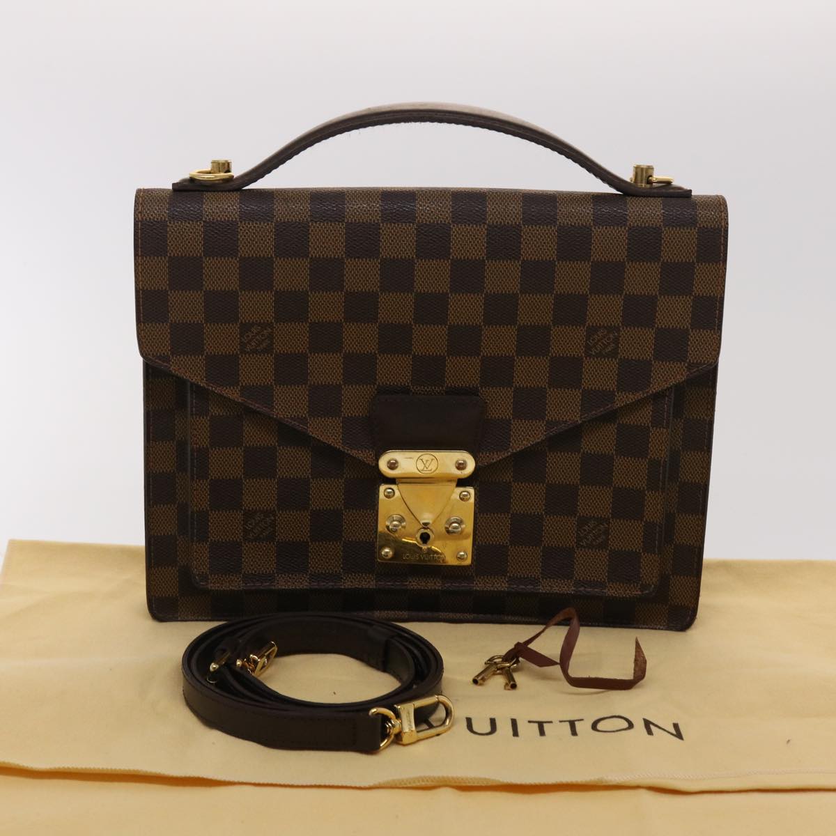 LOUIS VUITTON Damier Ebene Monceau 28 Hand Bag SPO 2way N48088 LV Auth 47539SAV