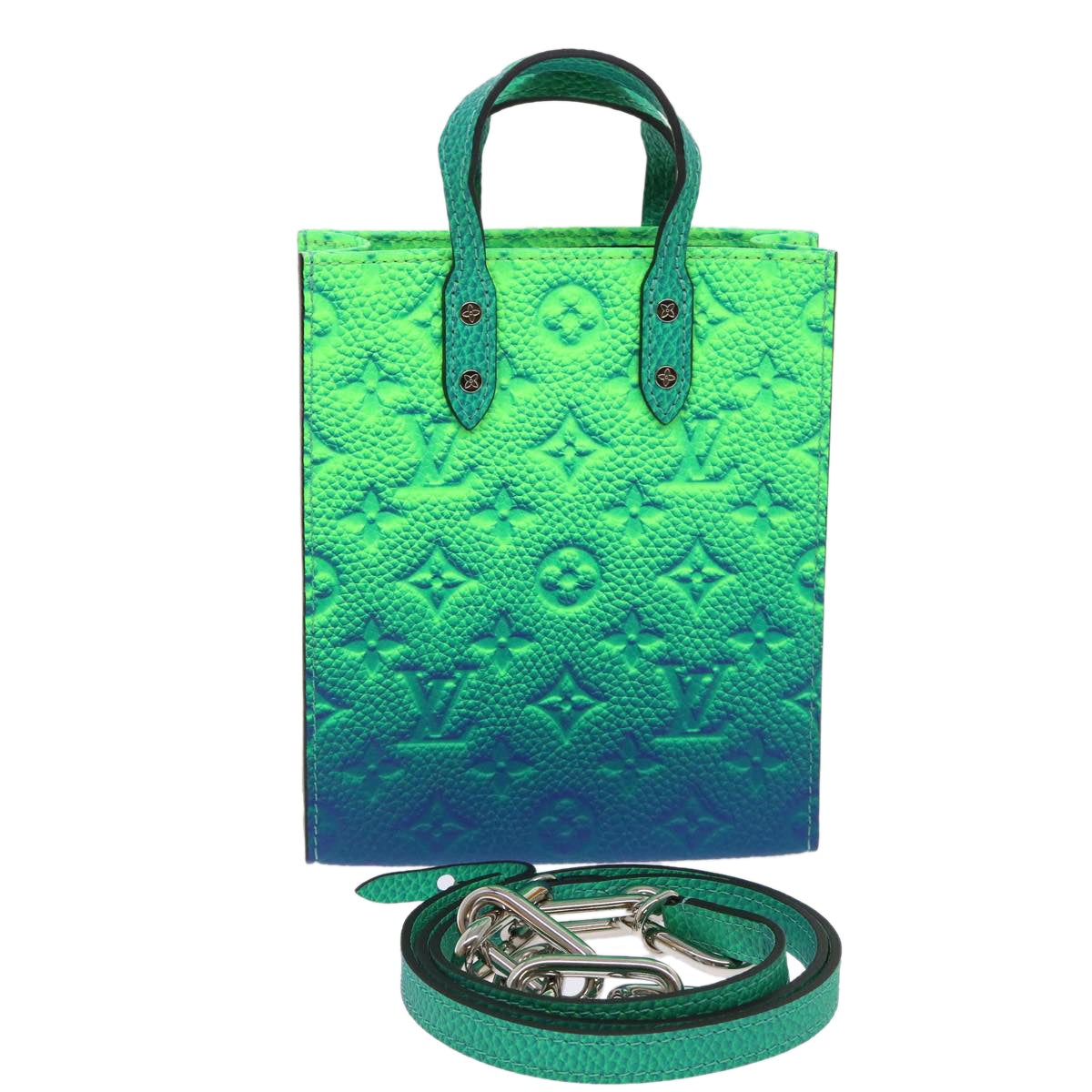 LOUIS VUITTON Monogram Taurillon Illusion Sac Plat XS Bag M81221 LV Auth 47623SM