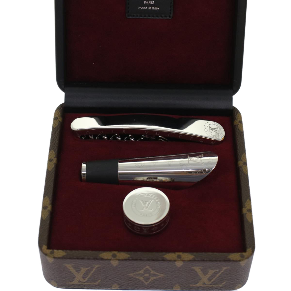 LOUIS VUITTON Monogram Wine Opener Set Kit Unology Toma GI0798 LV Auth 47821AM