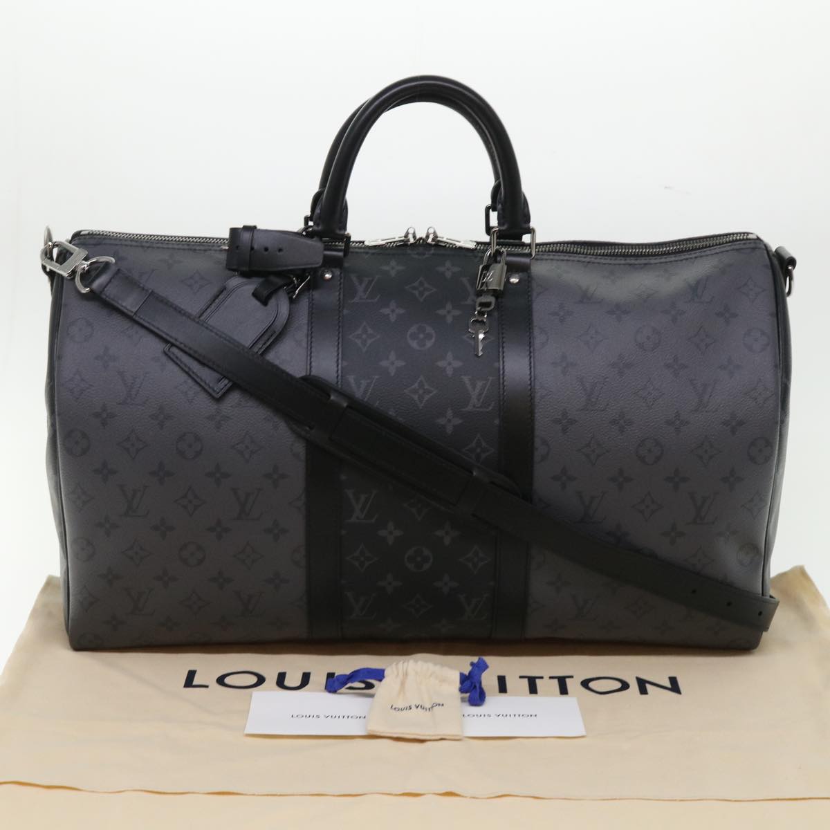 LOUIS VUITTON Eclipse Reverse Keepall Bandouliere 50 Bag M45392 LV Auth 47830S
