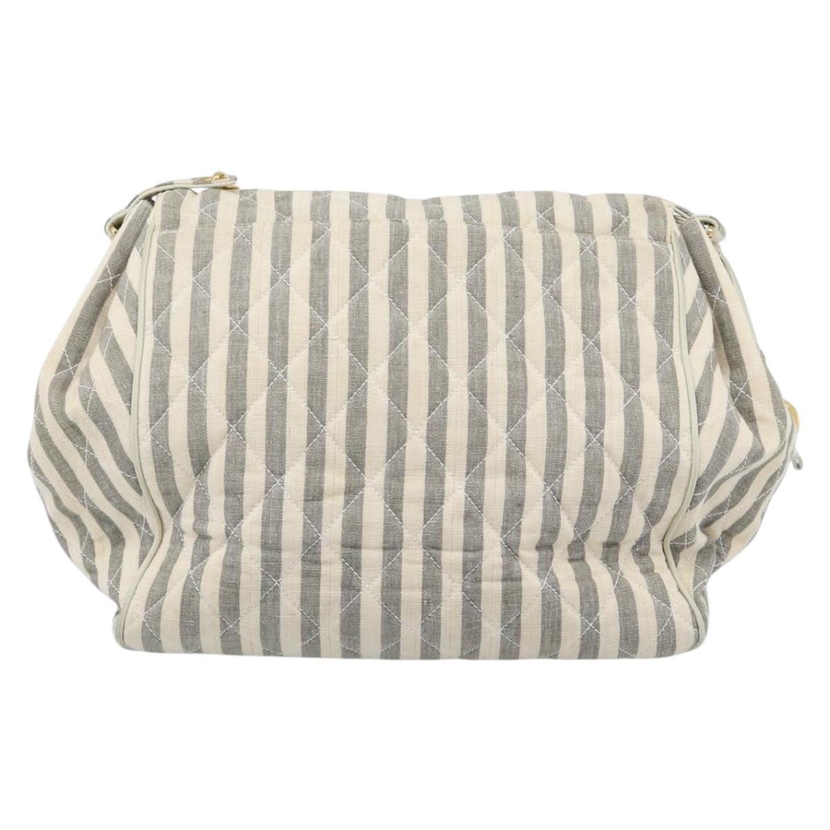CHANEL Matelasse Shoulder Bag Canvas Light Blue White CC Auth 48071AV