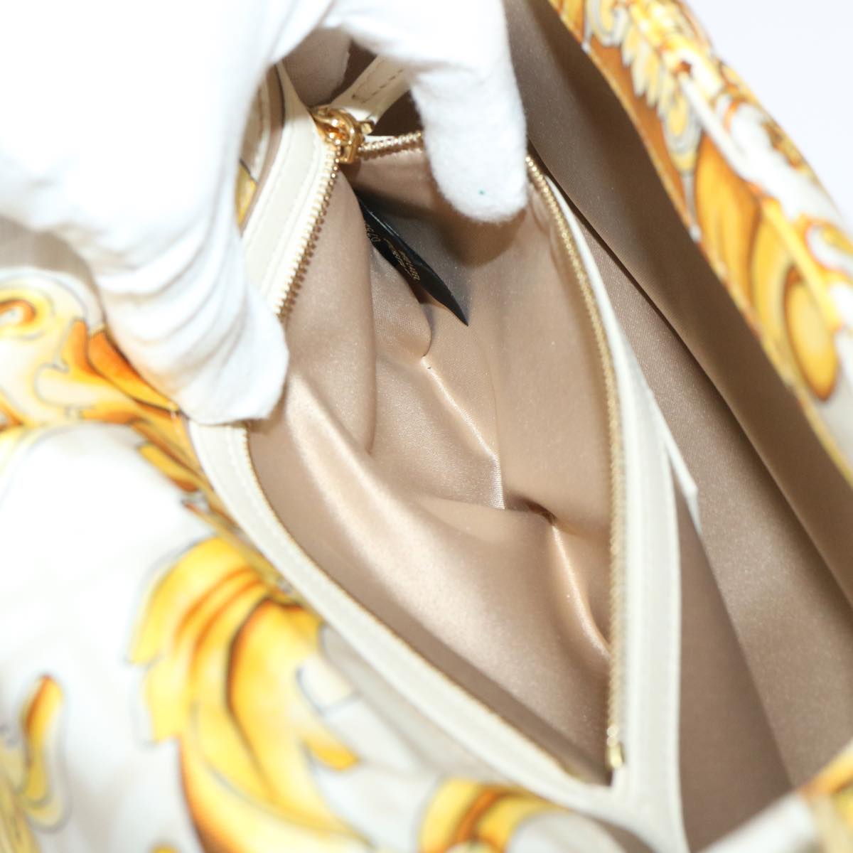 FENDI Baguette Shoulder Bag Polyester 2way White 8BR600 AK2D Auth 48072SM