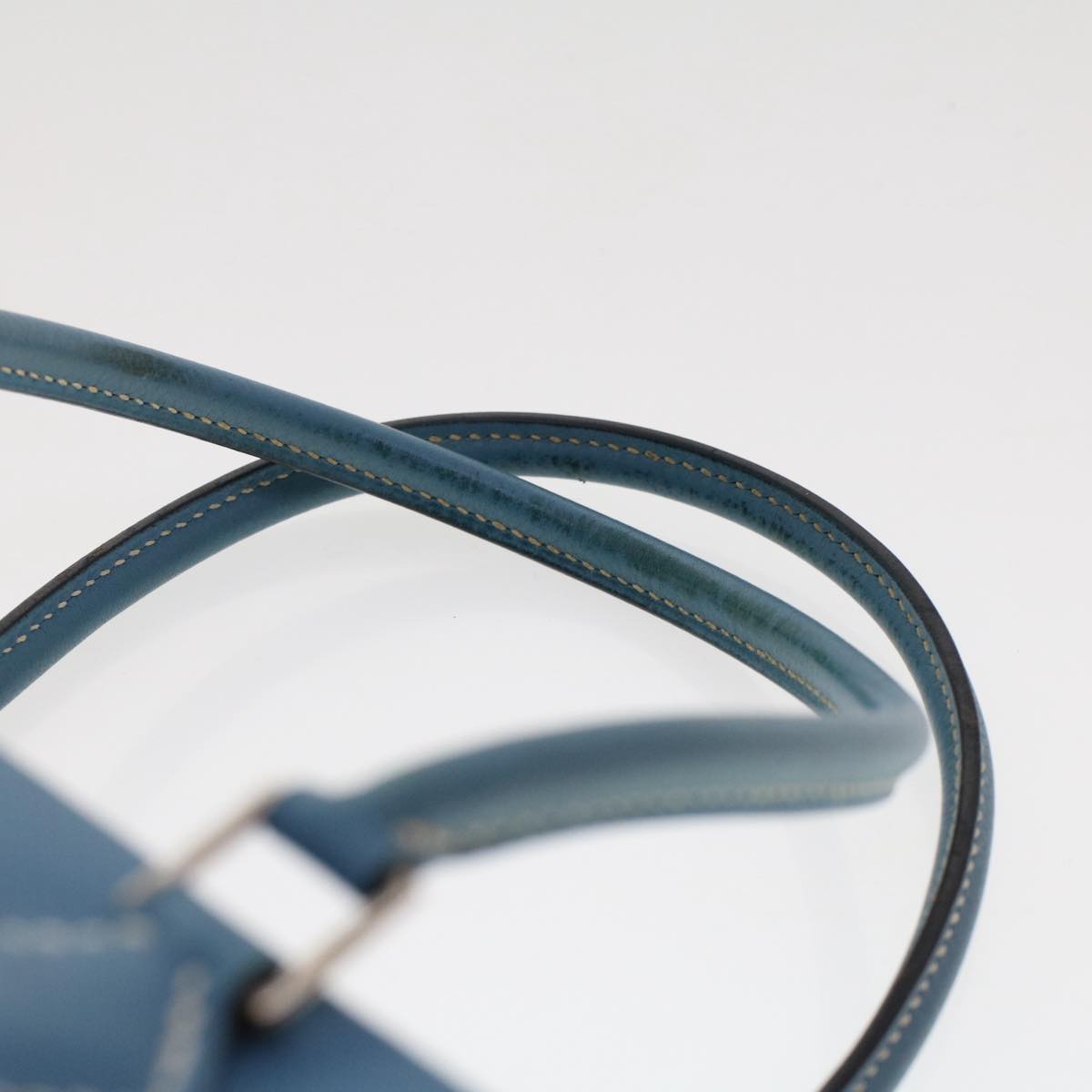 HERMES Purum 20 Hand Bag Leather Light Blue Auth 49423SAM