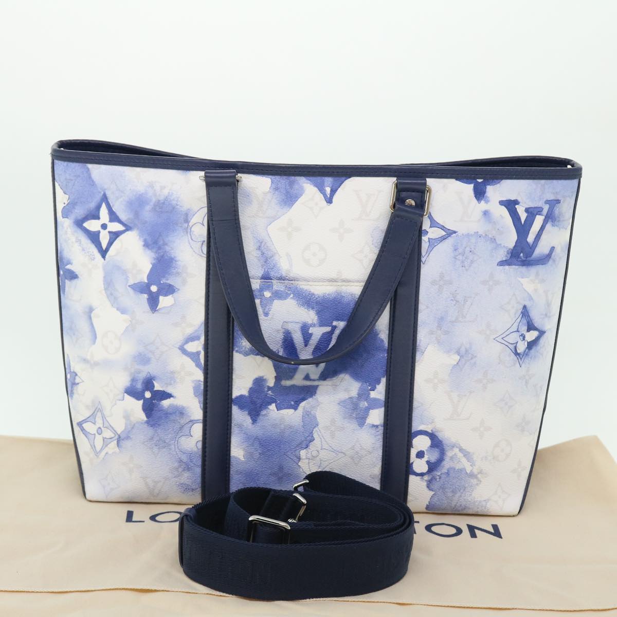 LOUIS VUITTON Monogram Water Color Weekend Tote PM Bag Blue M45756 Auth 50808S