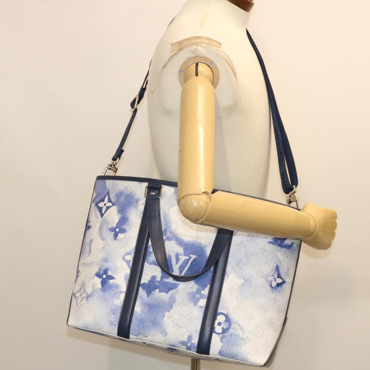 LOUIS VUITTON Monogram Water Color Weekend Tote PM Bag Blue M45756 Auth 50808S
