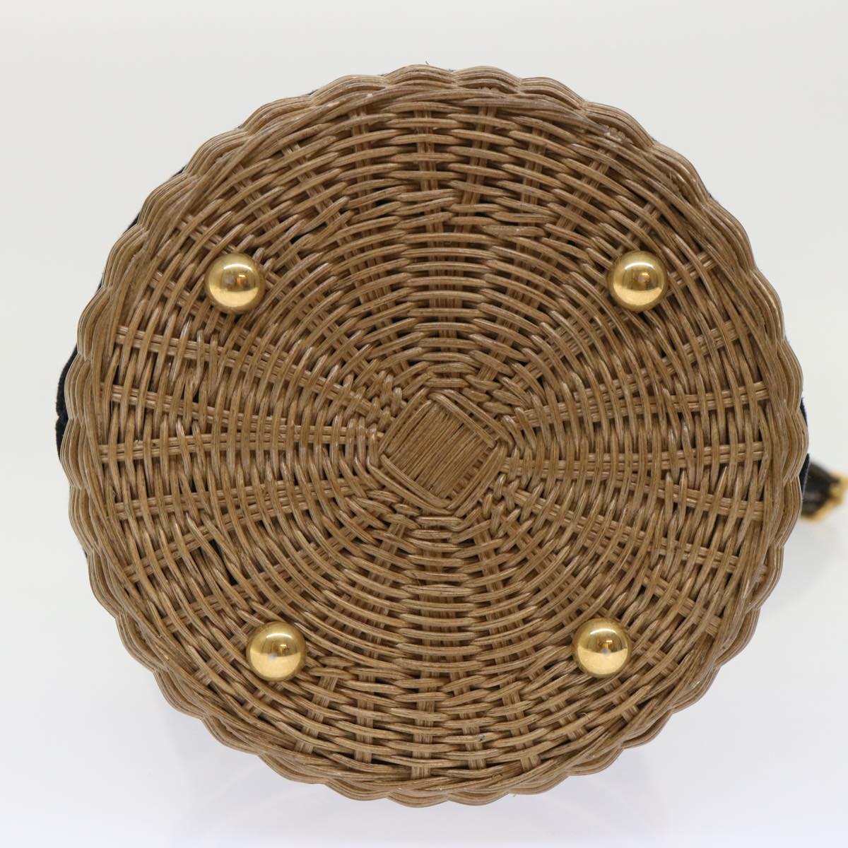 Christian Dior Basket Bag Trotter Canvas Shoulder Bag Rattan Blue Auth 51270SAV