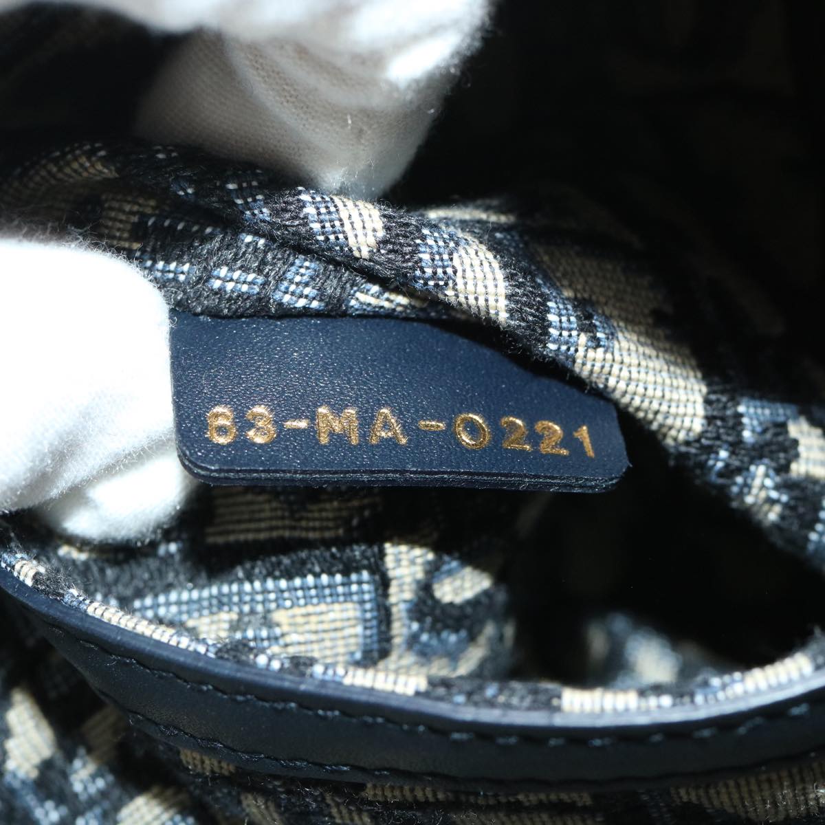 Christian Dior Basket Bag Trotter Canvas Shoulder Bag Rattan Blue Auth 51270SAV