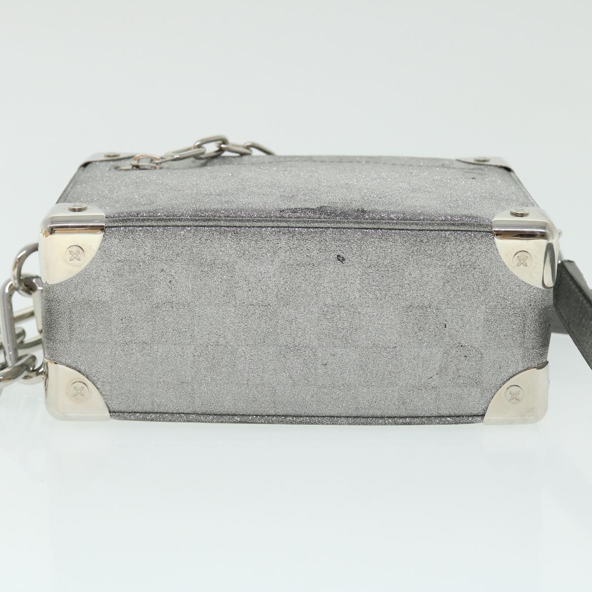 LOUIS VUITTON Damier Glitter Mini Soft Trunk Bag Silver M59726 LV Auth 51371V