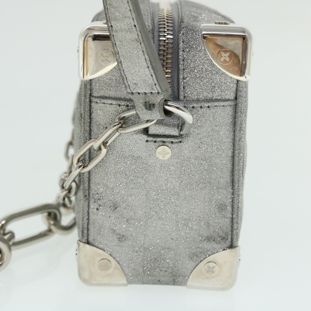 LOUIS VUITTON Damier Glitter Mini Soft Trunk Bag Silver M59726 LV Auth 51371V